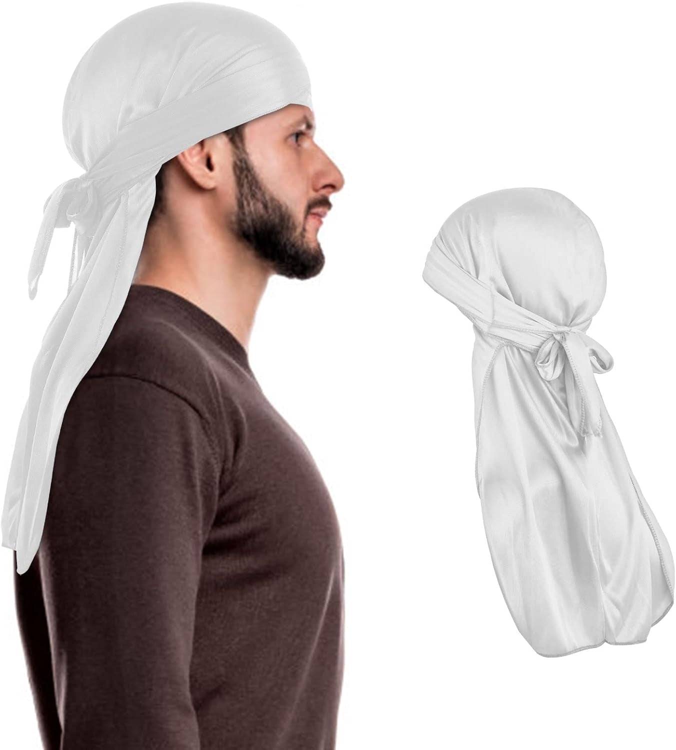 Silk Durag Long Tail Durag Breathable Pirate Headwraps Cap for 360 Waves Soft Bandana Turban Hat Hair Loss Chemo Cap