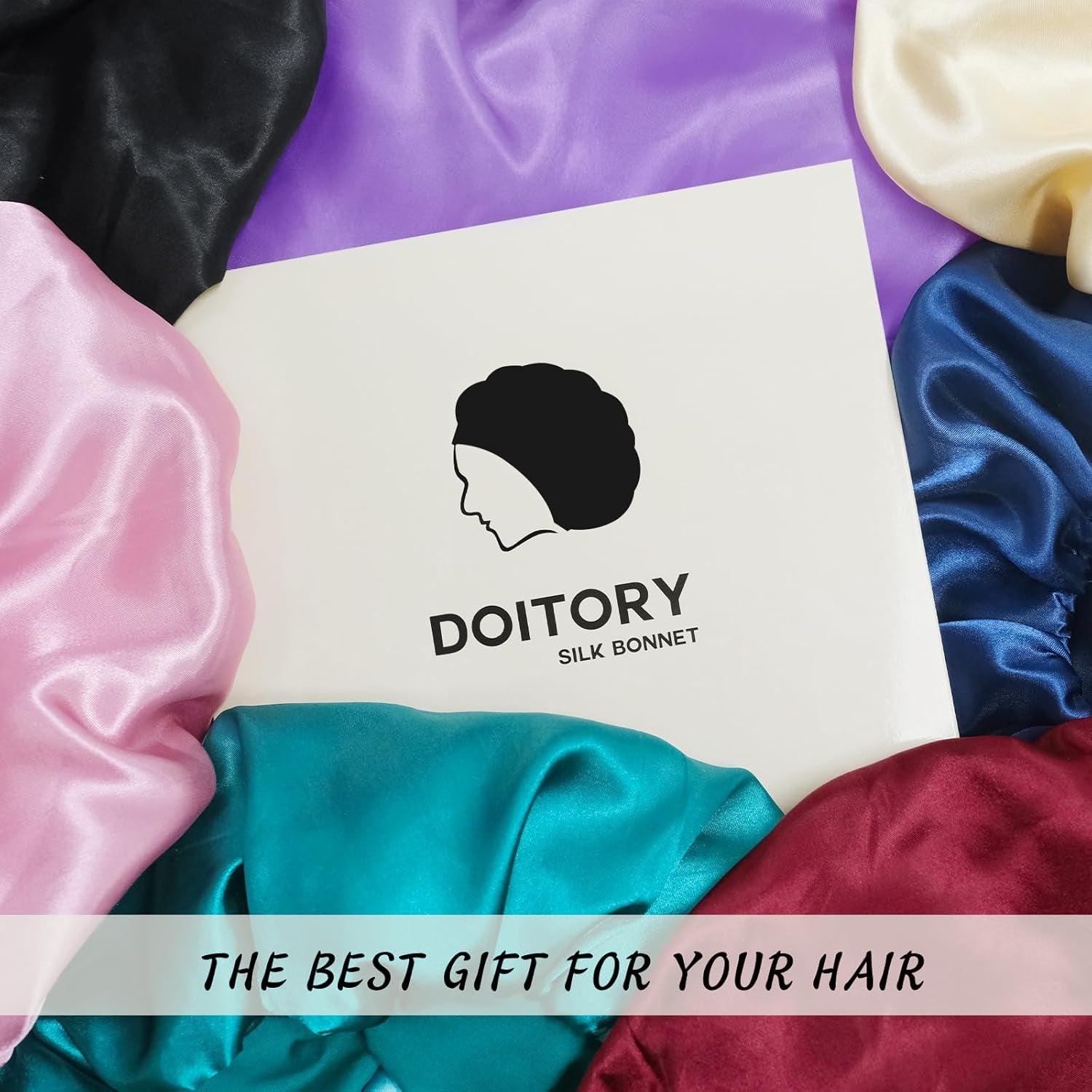 Satin Silk Bonnet for Sleeping, Double Layer Silk Sleep Cap for Men & Women, Soft Satin Lined Bonnet for Natural & Curly Hair(Black)